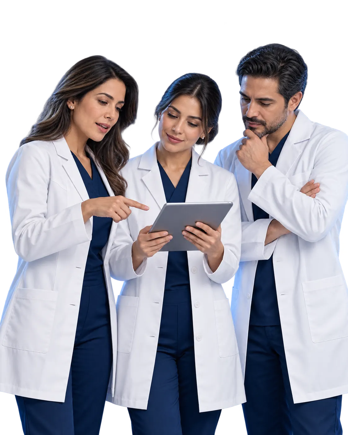 Equipo de profesionales de la salud revisando información clínica